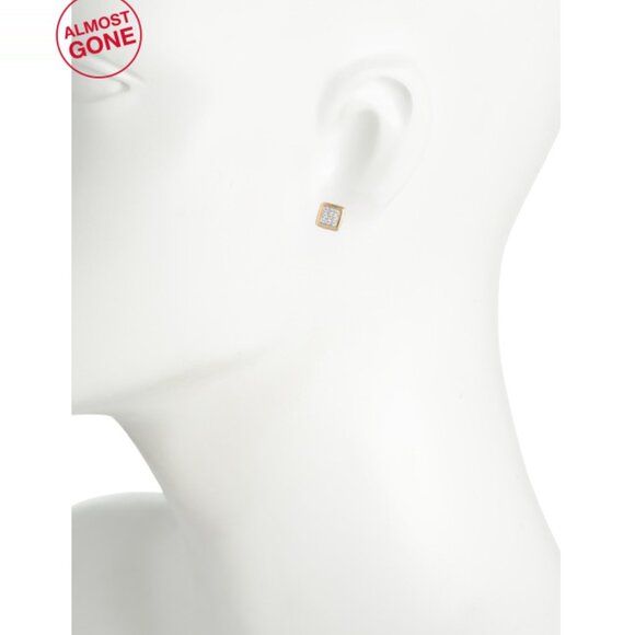 I. REISS Israel 14kt Gold Diamond Pave Square Shaped Stud Earrings - Picture 2 of 2